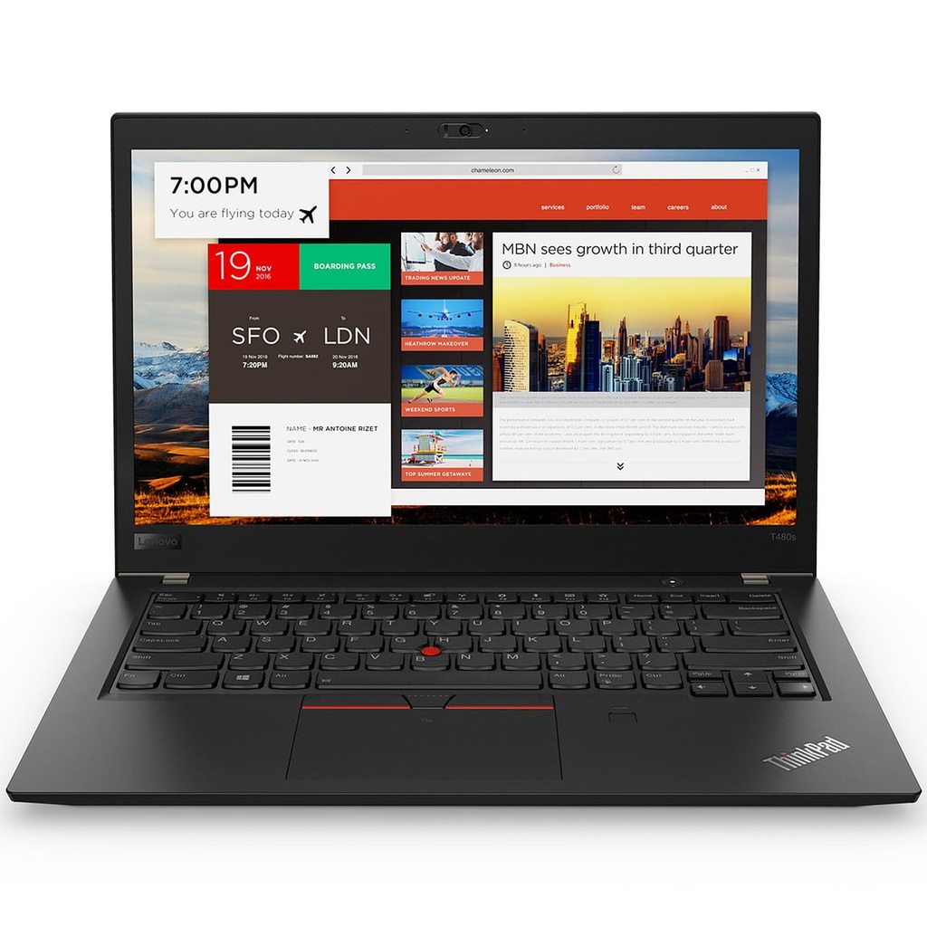 Lenovo ThinkPad T480s – Intel Core i5-8250U – 8 Go RAM – 256 Go SSD – Écran 14" (Remis à Neuf)